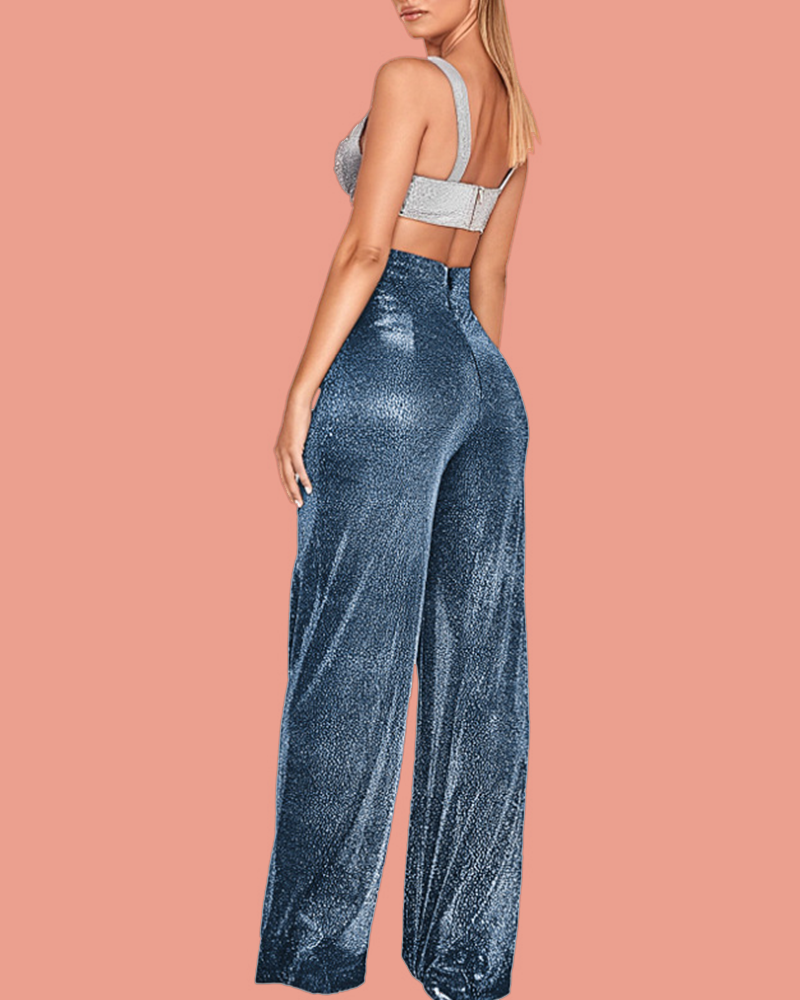 MetaGlow High-Waist Sequin Pants