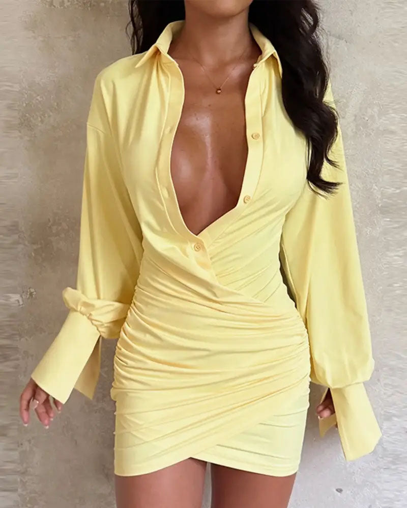 Abby Ruched Shirt Dress