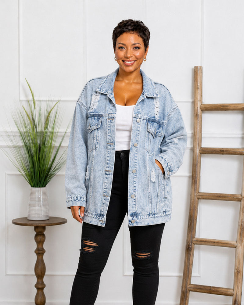 After Hours Distressed Denim Jacket