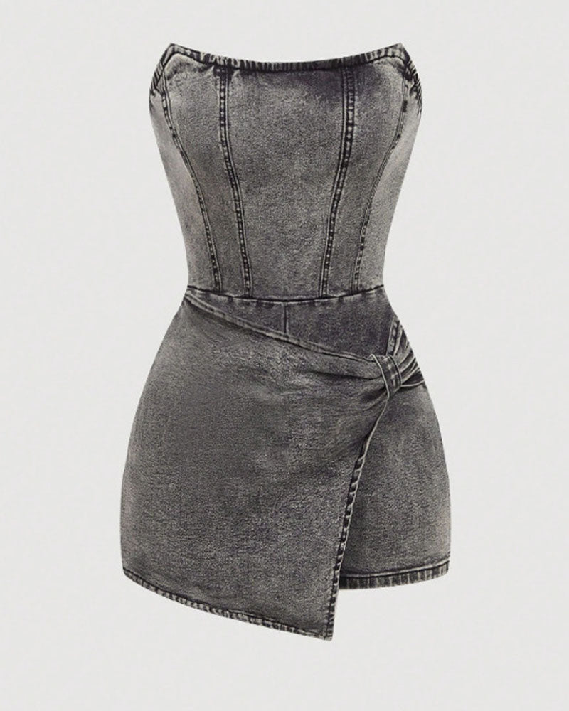 After Sun Strapless Denim Romper