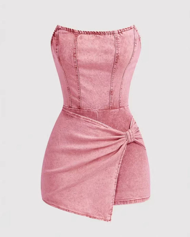 After Sun Strapless Denim Romper