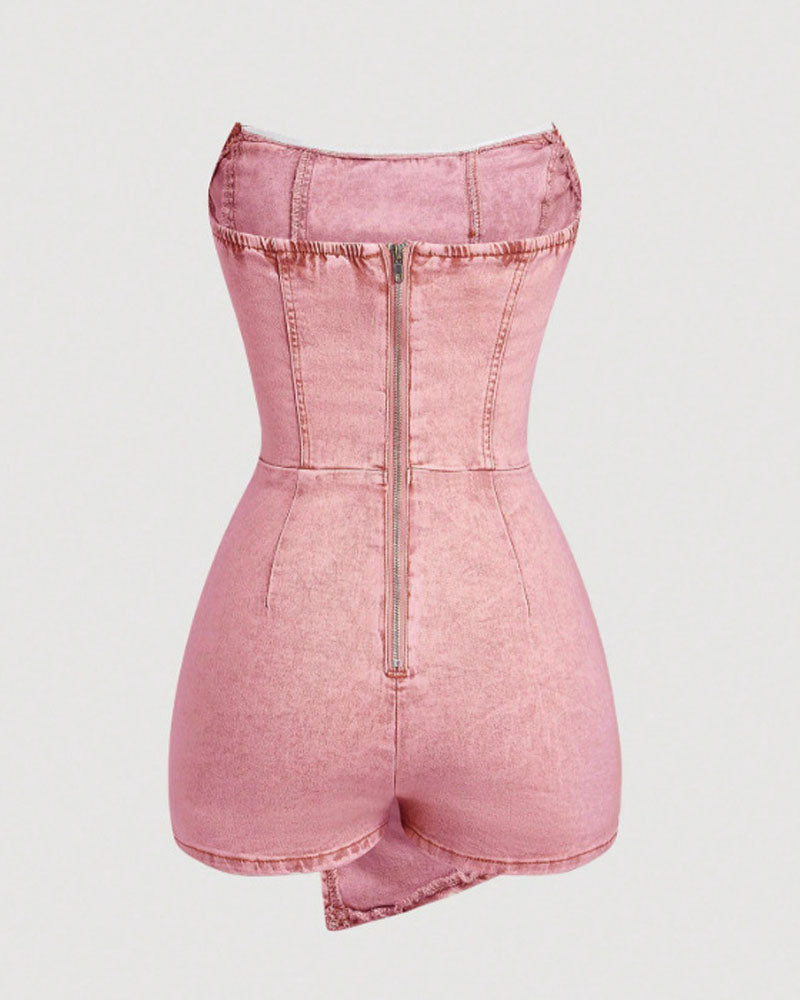 After Sun Strapless Denim Romper