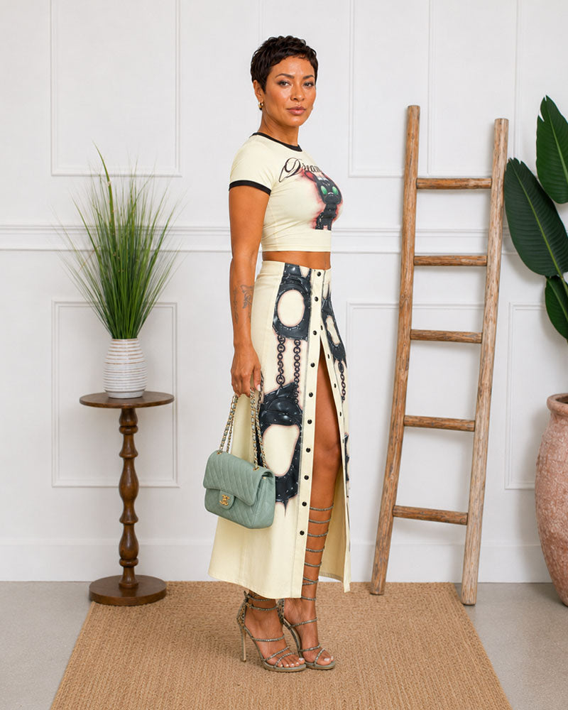 After Dark Graphic Maxi Skirt Set