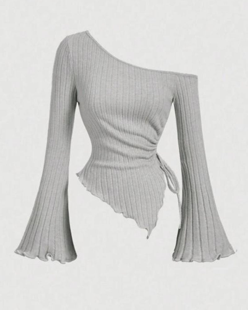 Alpaca Asymmetrical Long Sleeve Top