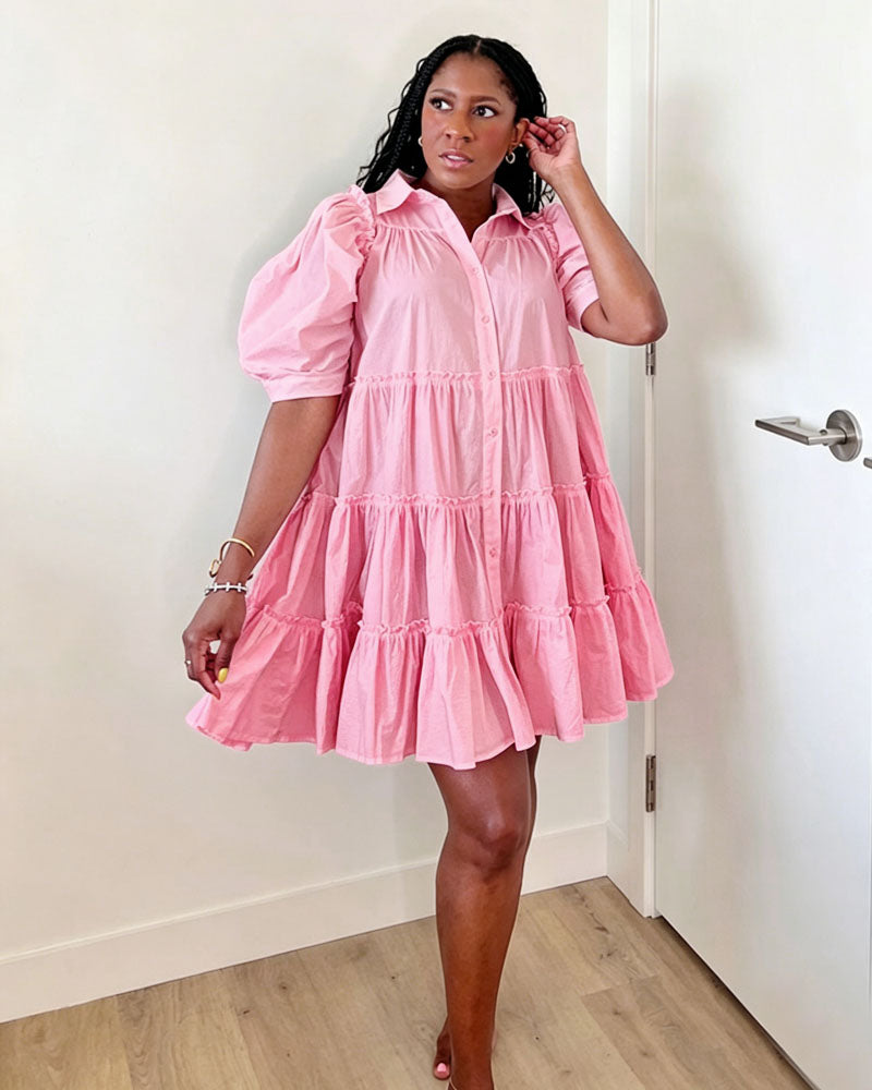 Angel Puff Sleeve Babydoll Dress