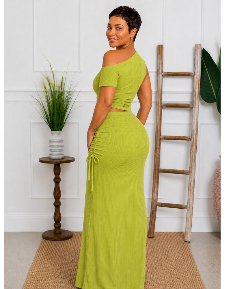 Asymmetrical Crop Tee & Mermaid Skirt Set