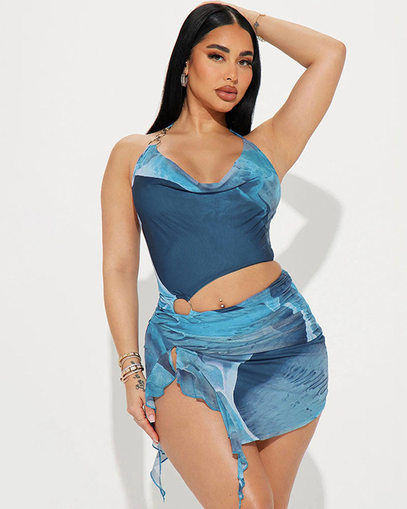 BURNIN UP COWL NECK MINI DRESS