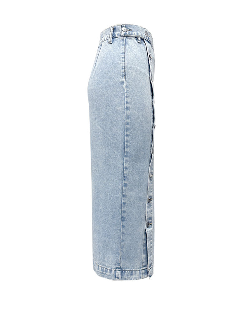 BUTTON DOWN DENIM SKIRT