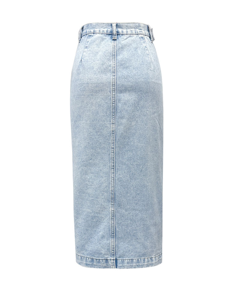 BUTTON DOWN DENIM SKIRT