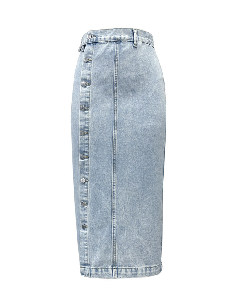 BUTTON DOWN DENIM SKIRT