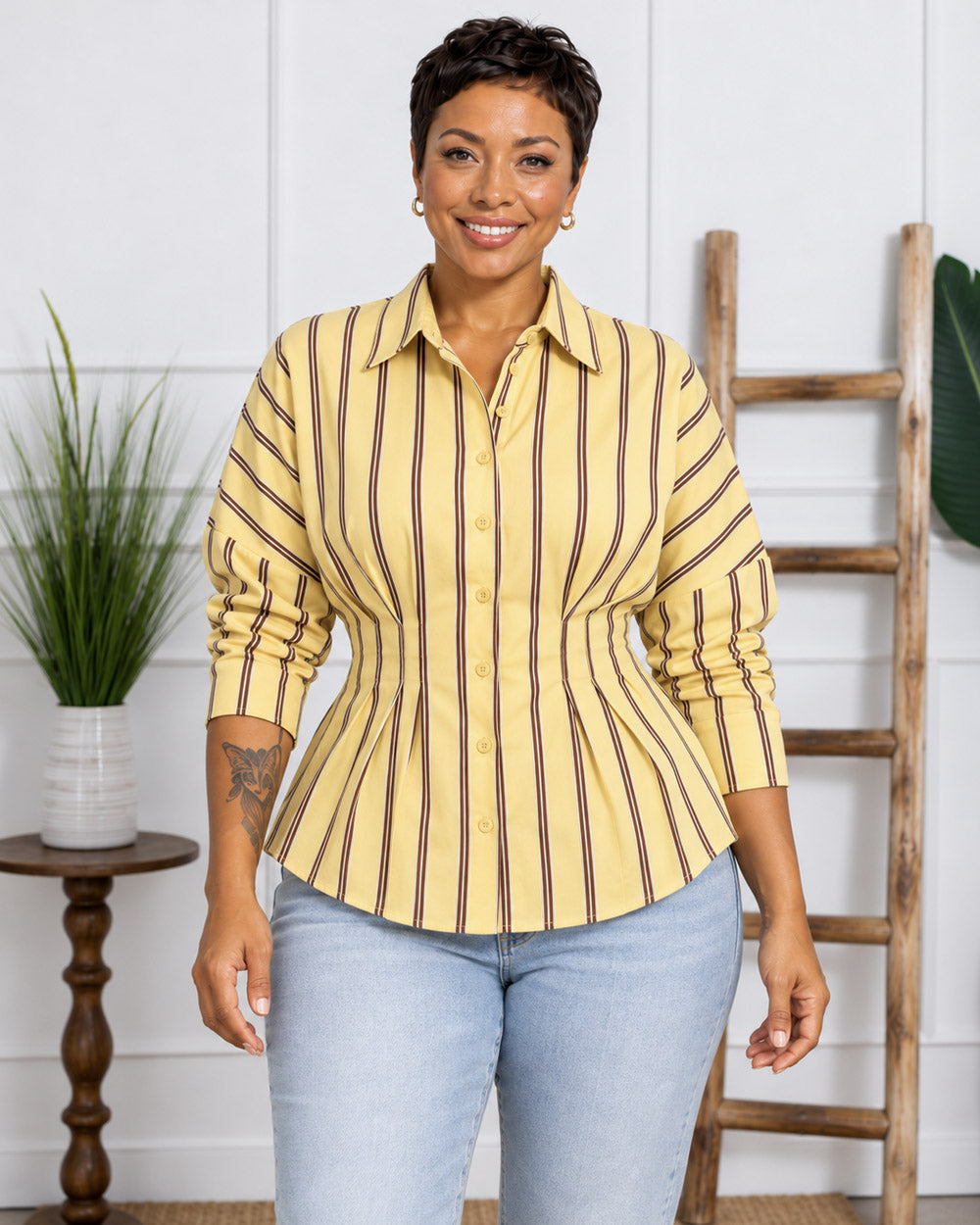 Between the Lines Striped Peplum Shirt