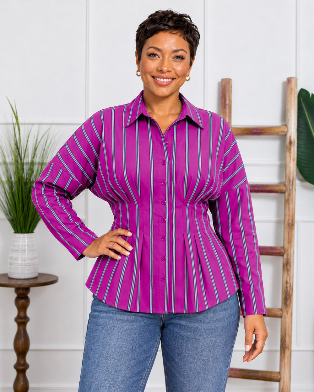 Between the Lines Striped Peplum Shirt