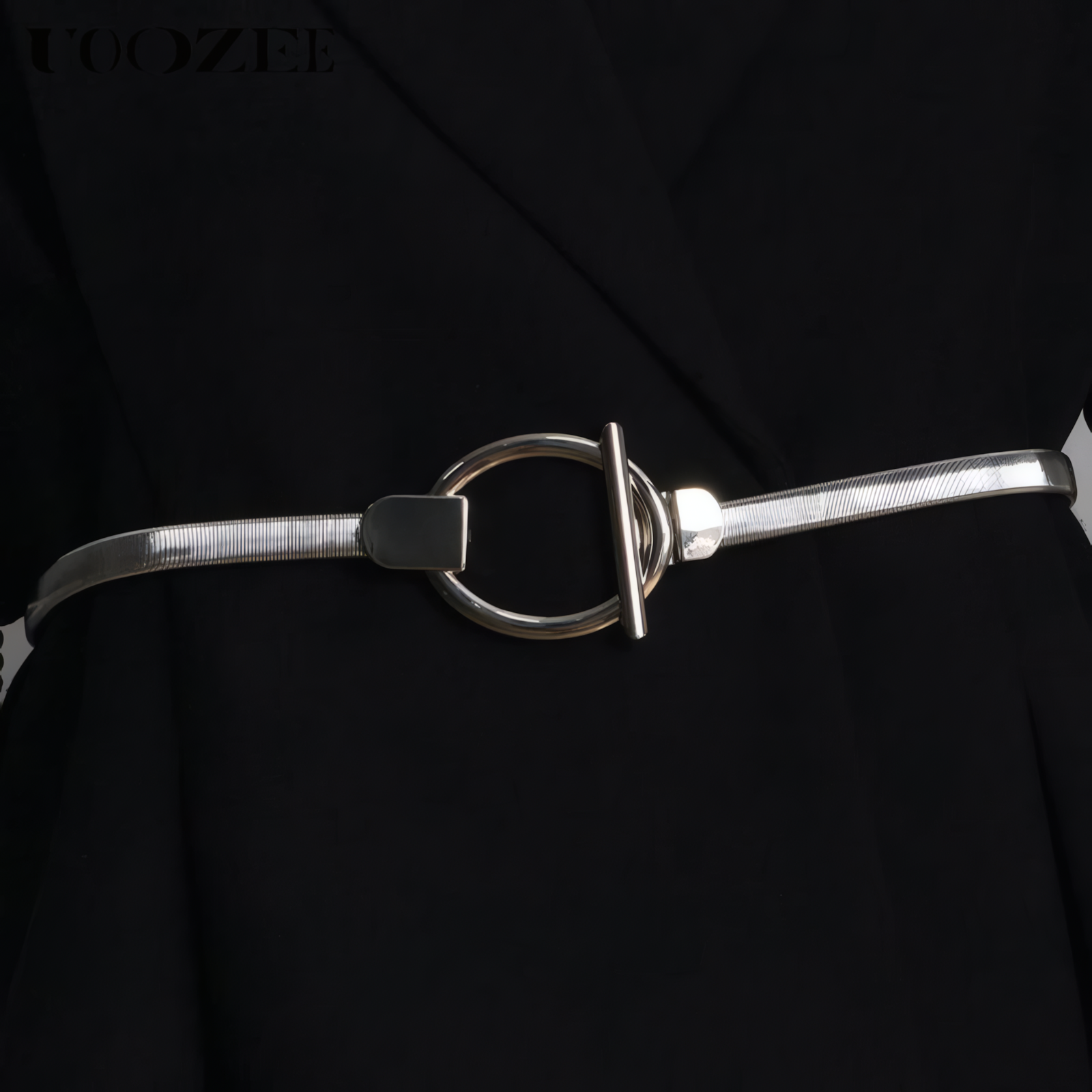 Buckle Geometric Pleated Solid Color Belts