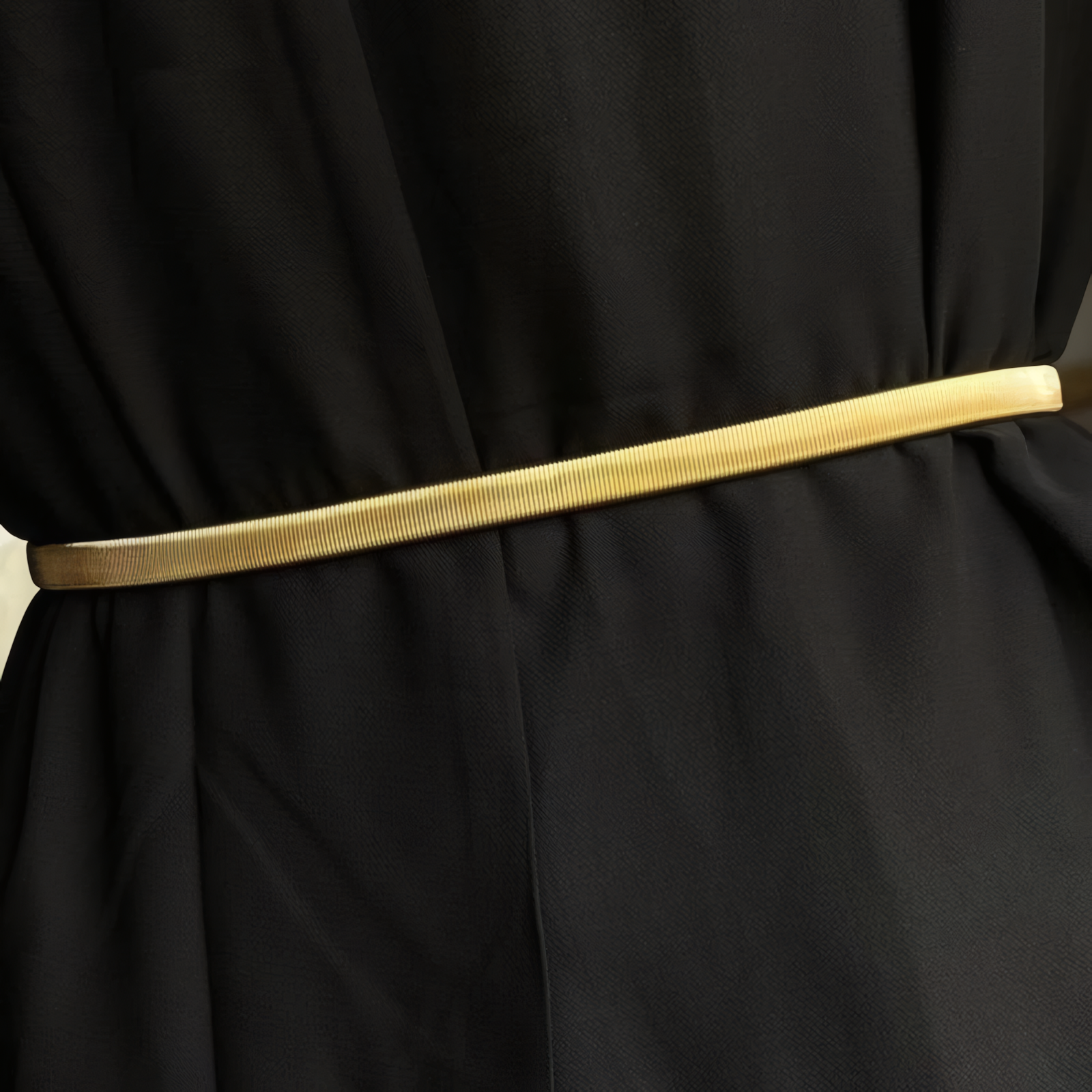 Buckle Geometric Pleated Solid Color Belts