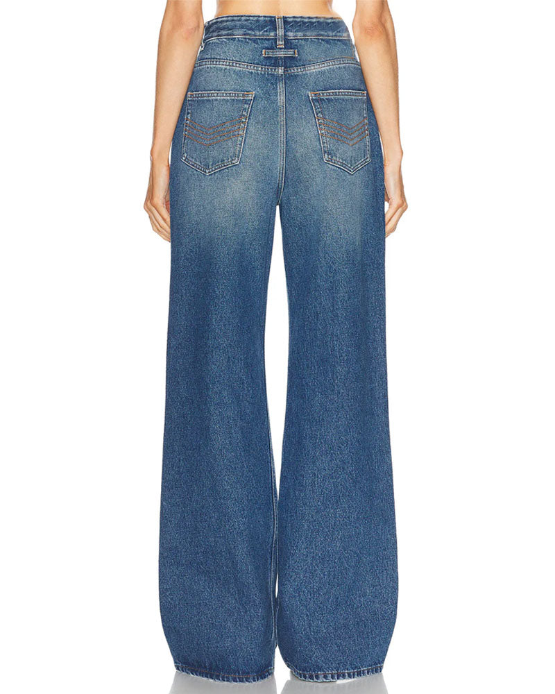 Button Wide-leg Jean