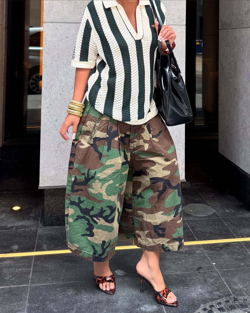 Camo Wide-Leg Capris