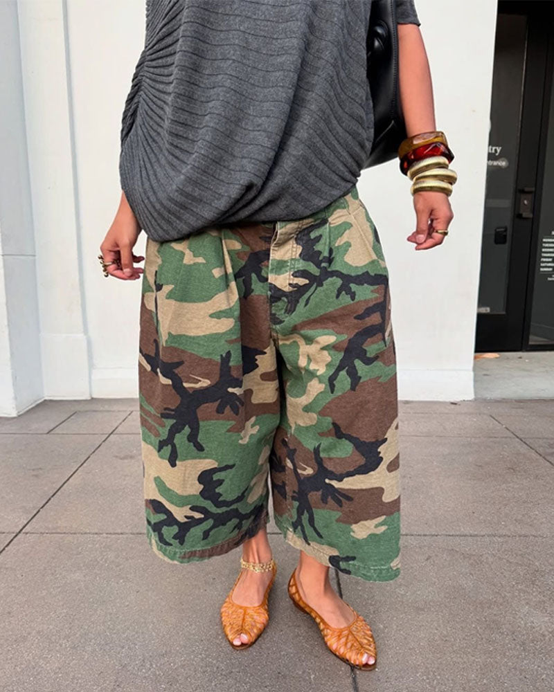 Camo Wide-Leg Capris