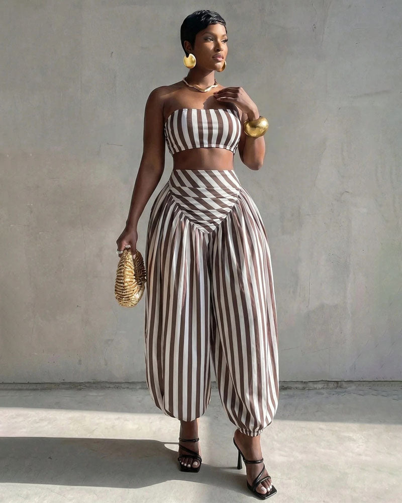 Center Stage Striped Balloon Pant Set