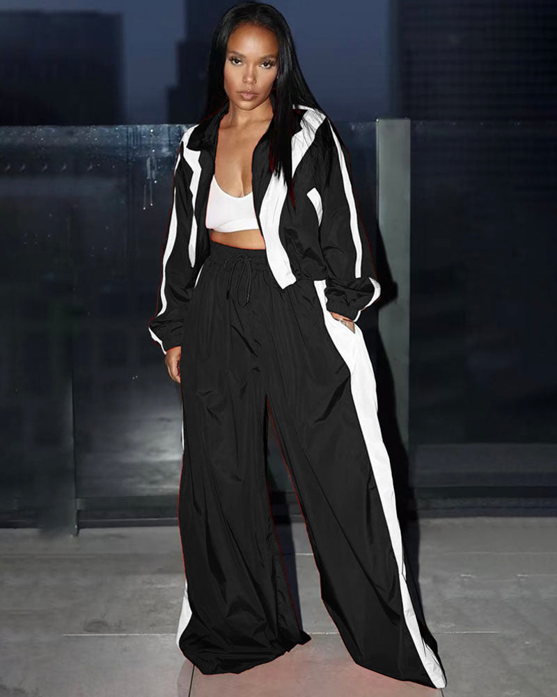 Chill Day Wide-Leg Windbreaker Set