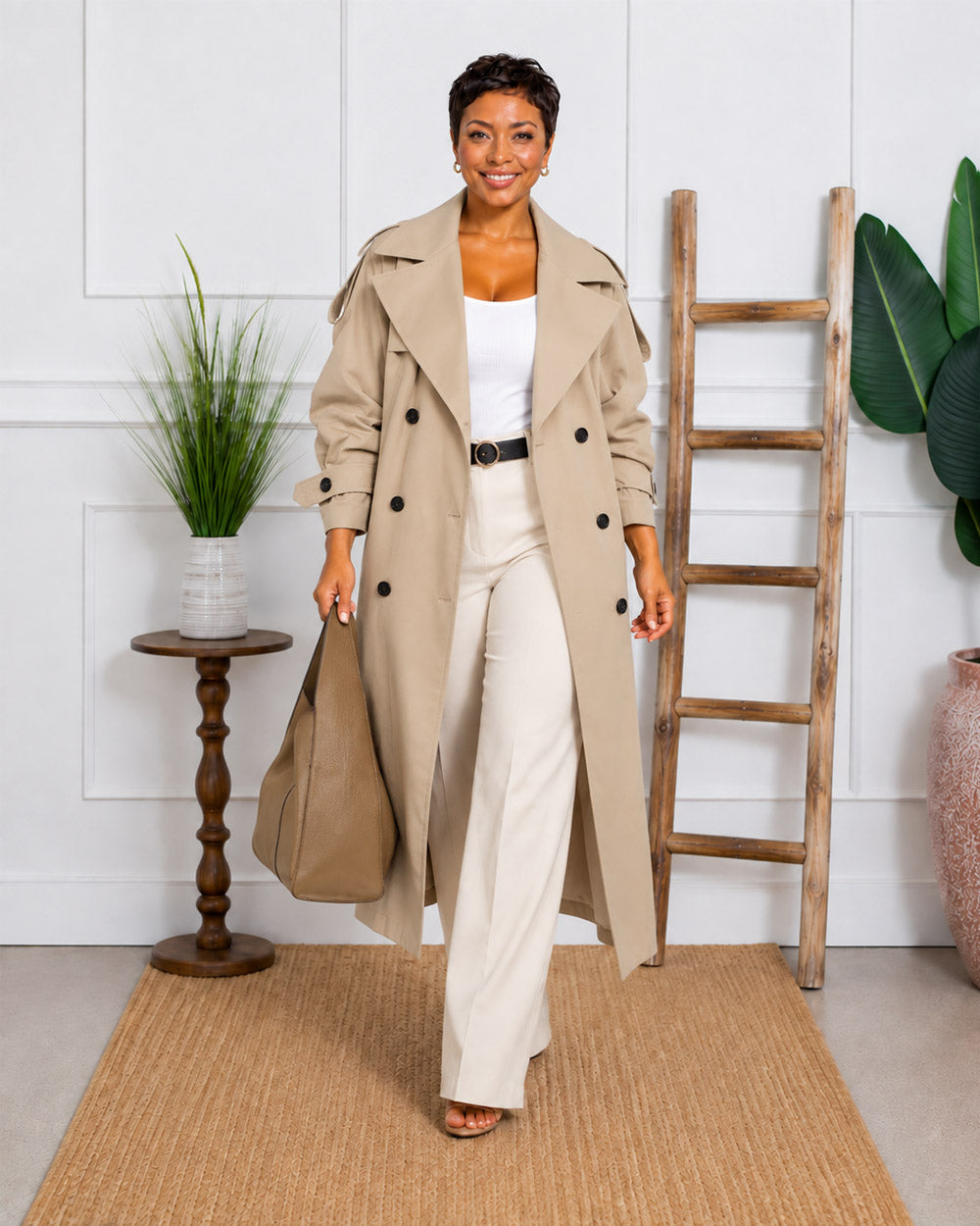 City Entrance Double-Breasted Trench Coat