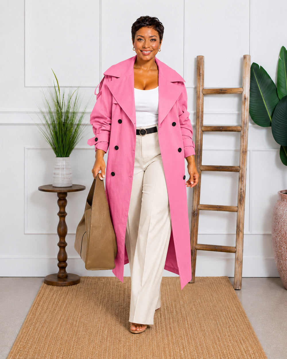 City Entrance Double-Breasted Trench Coat