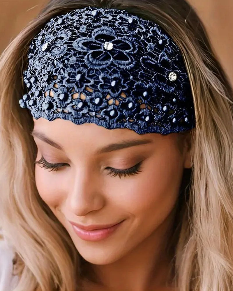 3pcs Crystal & Pearl Embellished Wide Headbands