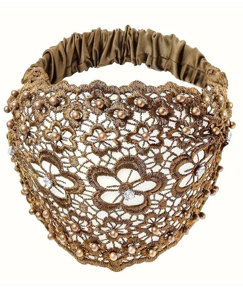 3pcs Crystal & Pearl Embellished Wide Headbands