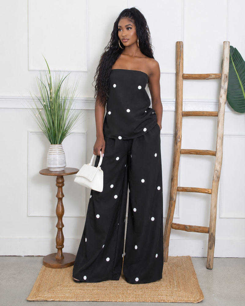 Dot Theory Strapless Pants Set