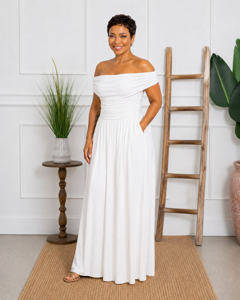 Double Layer Ruched Maxi Dress