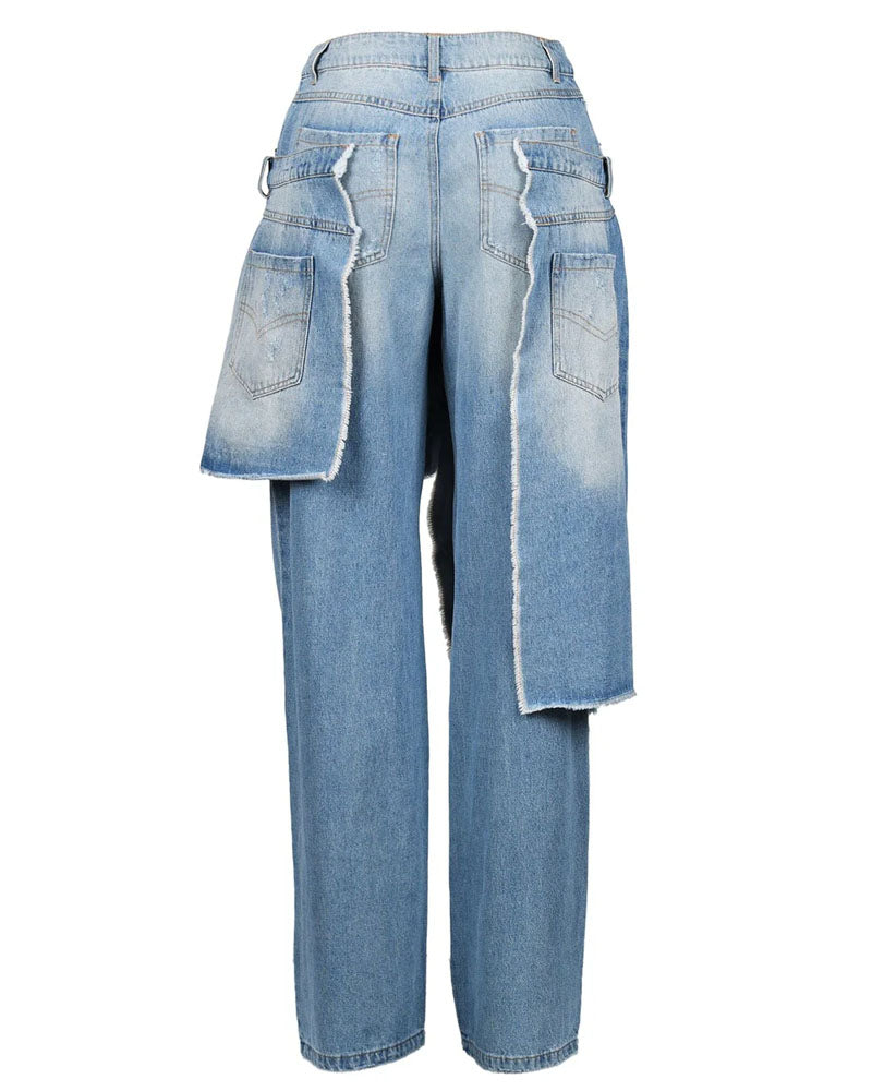 Double Waistband Wide Leg Jeans