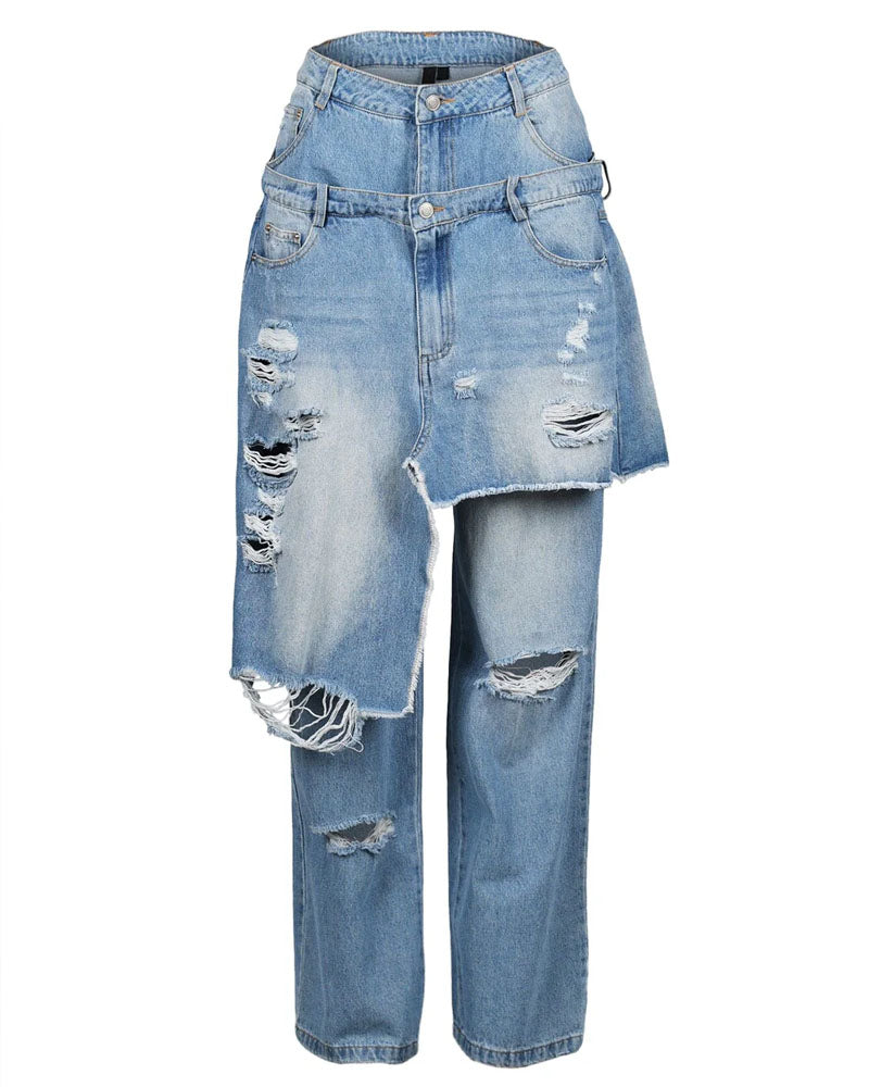 Double Waistband Wide Leg Jeans