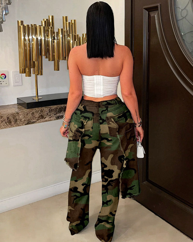 Double Waistband Wide Leg Jeans