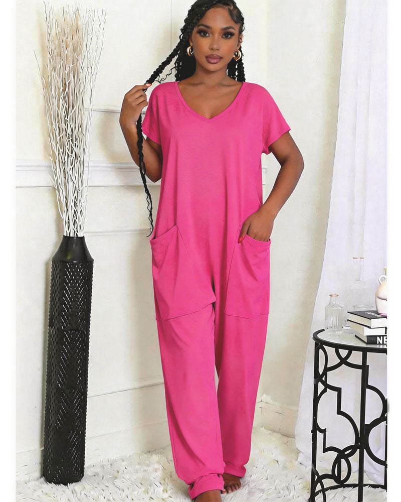 Drop Crotch Jumpsuit With Pockets