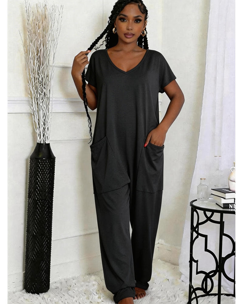 Drop Crotch Jumpsuit With Pockets