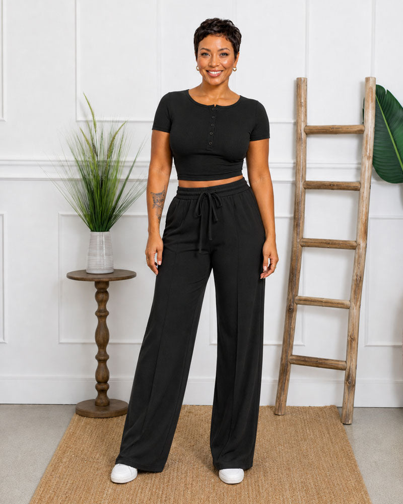 Easy Hours Button-Top Pant Set
