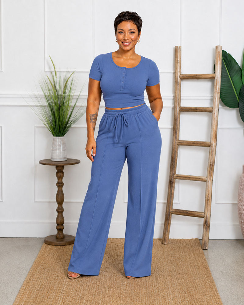Easy Hours Button-Top Pant Set