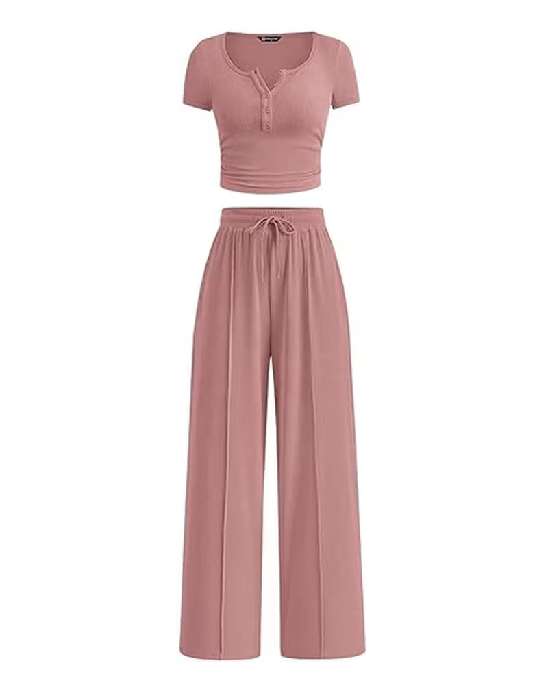 Easy Hours Button-Top Pant Set