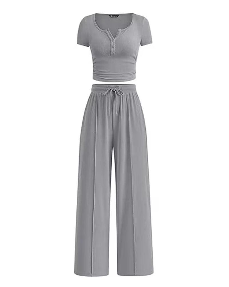 Easy Hours Button-Top Pant Set