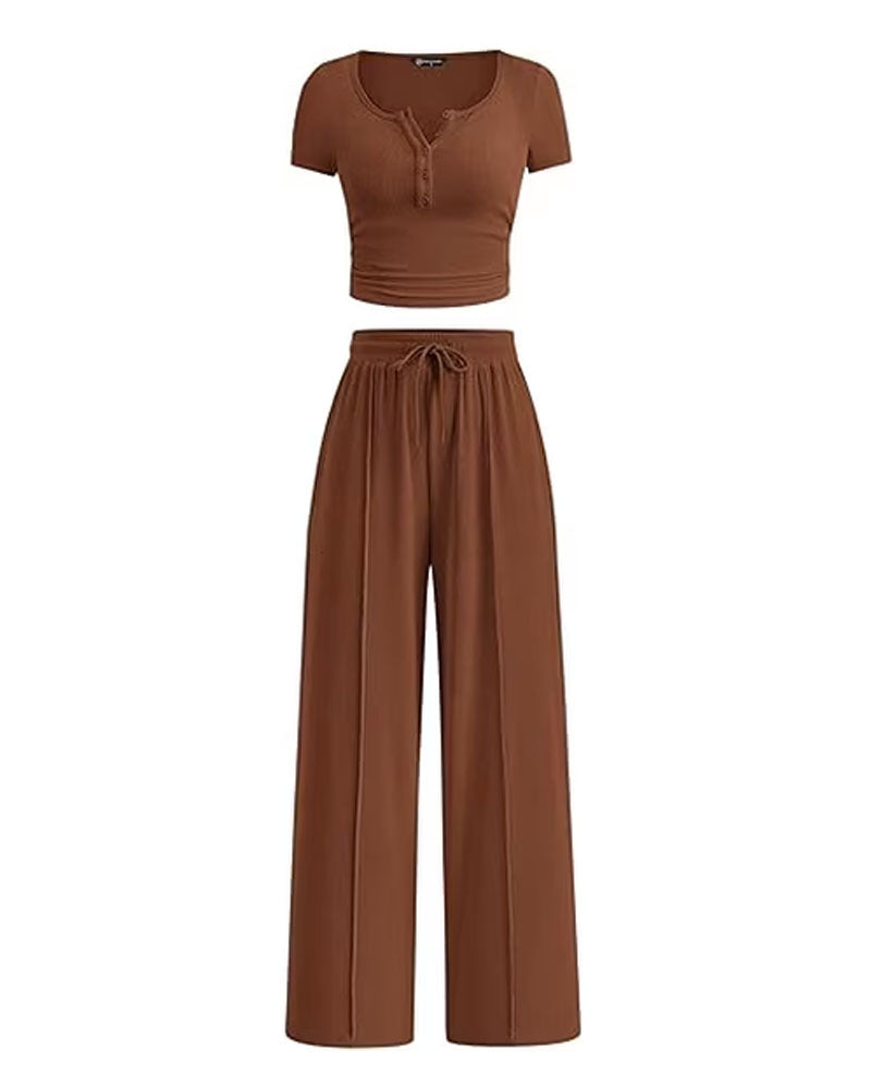 Easy Hours Button-Top Pant Set