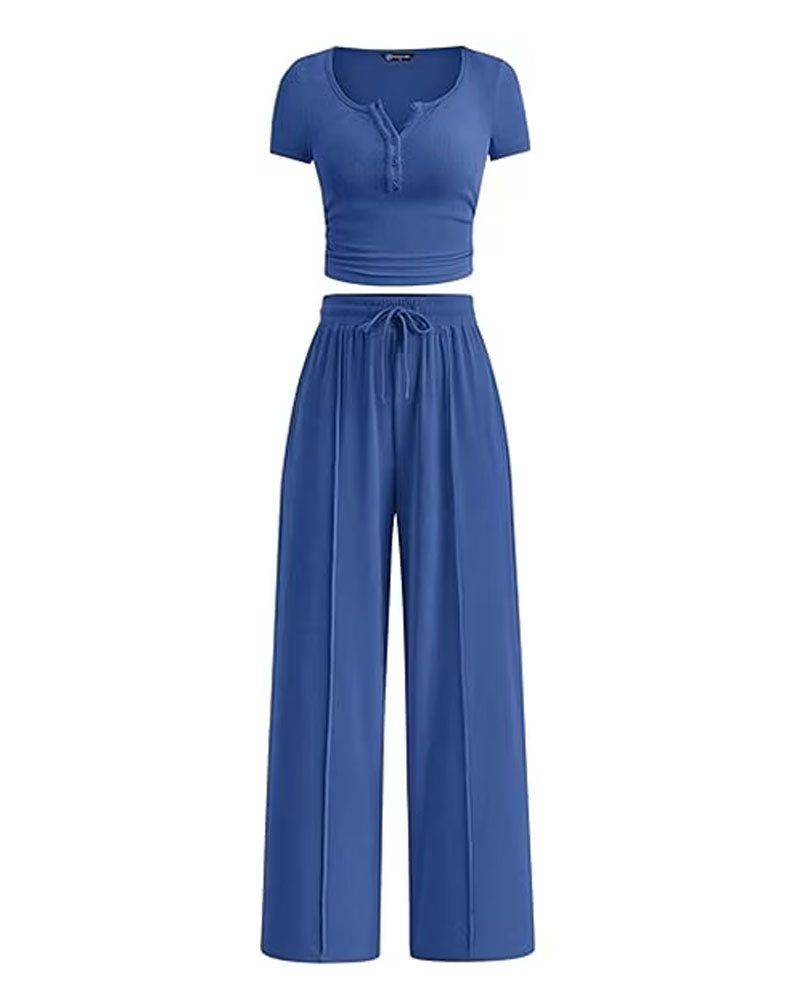Easy Hours Button-Top Pant Set