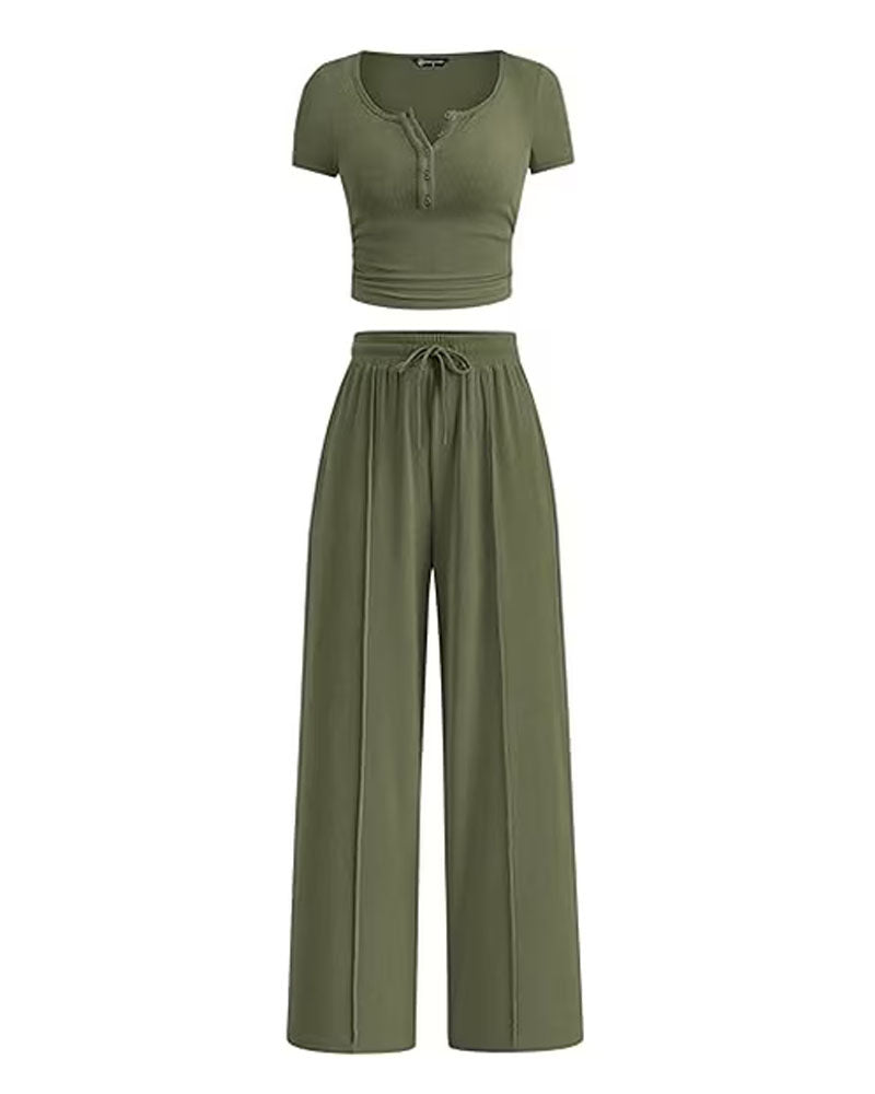 Easy Hours Button-Top Pant Set