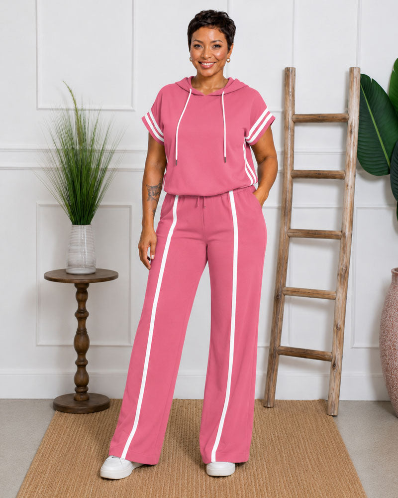 Easy Pace Hooded Wide-Leg Pant Set