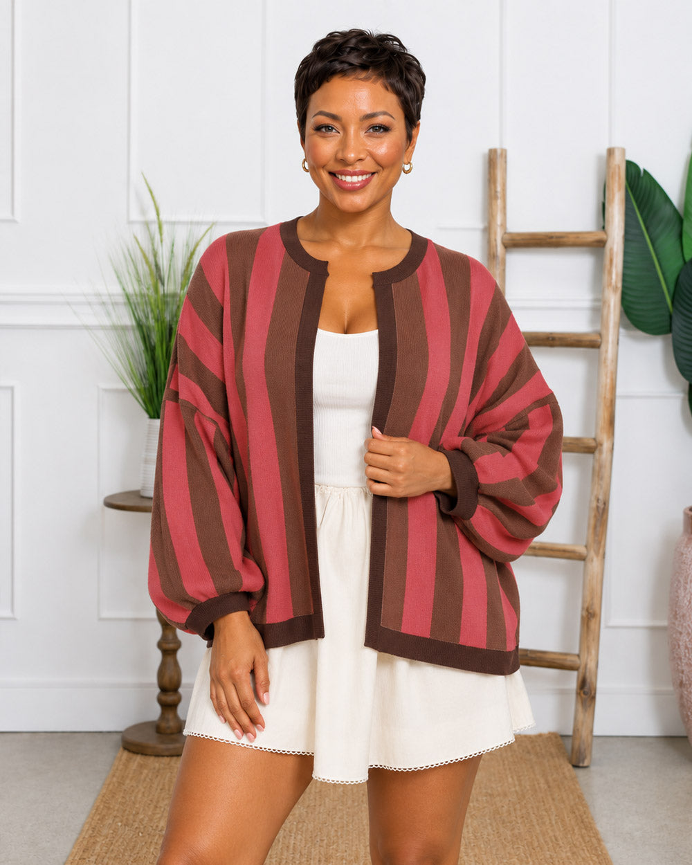 Easy Color Striped Cardigan
