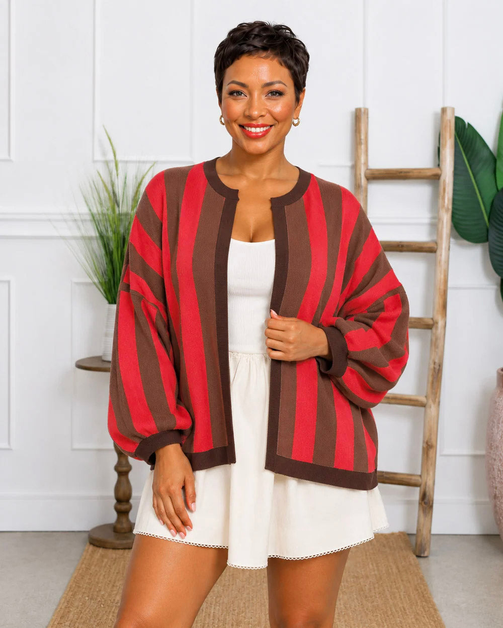 Easy Color Striped Cardigan