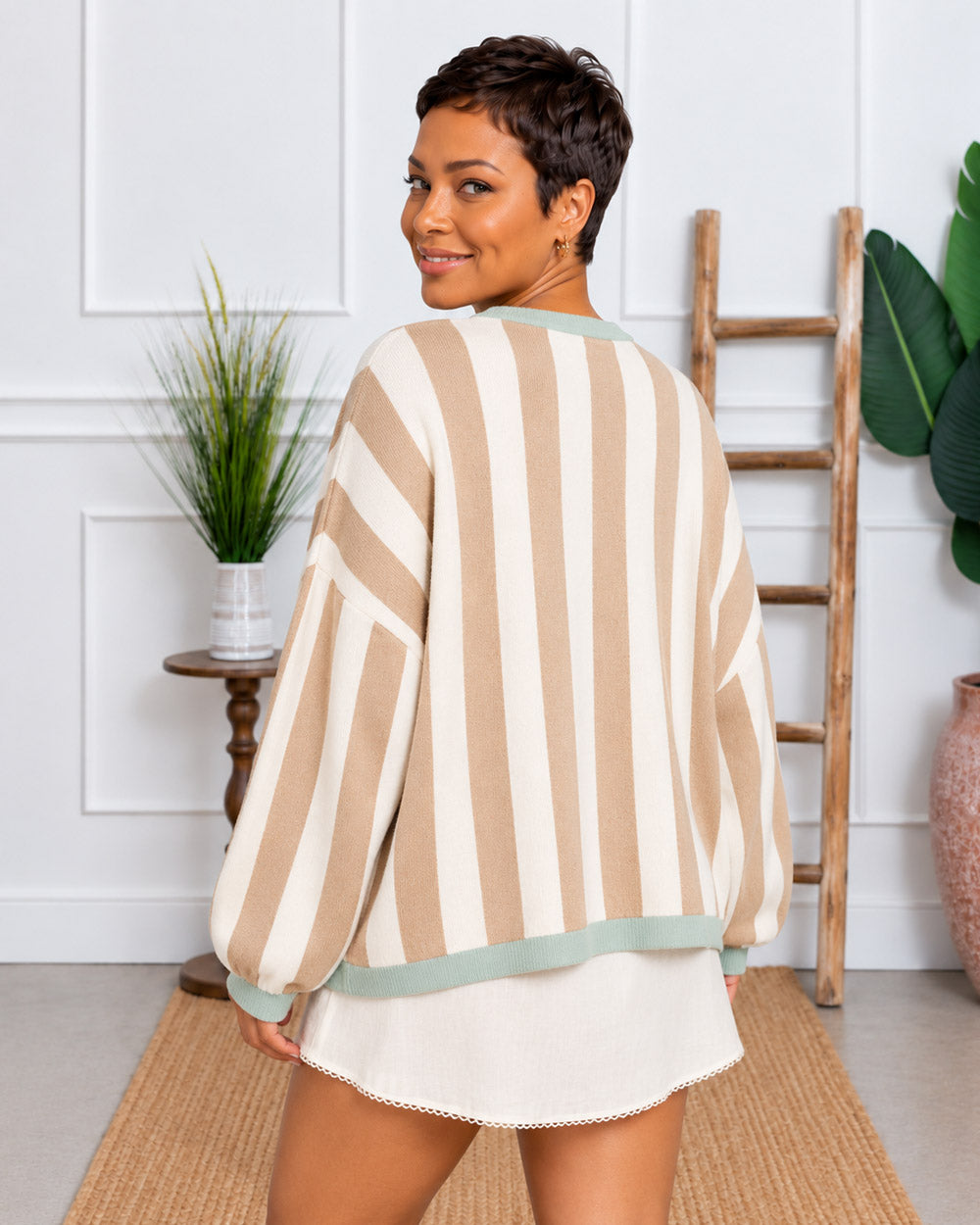 Easy Color Striped Cardigan