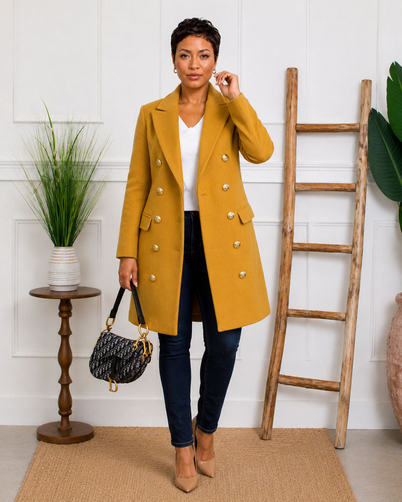 Gilded Line Double-Breasted Blazer Coat