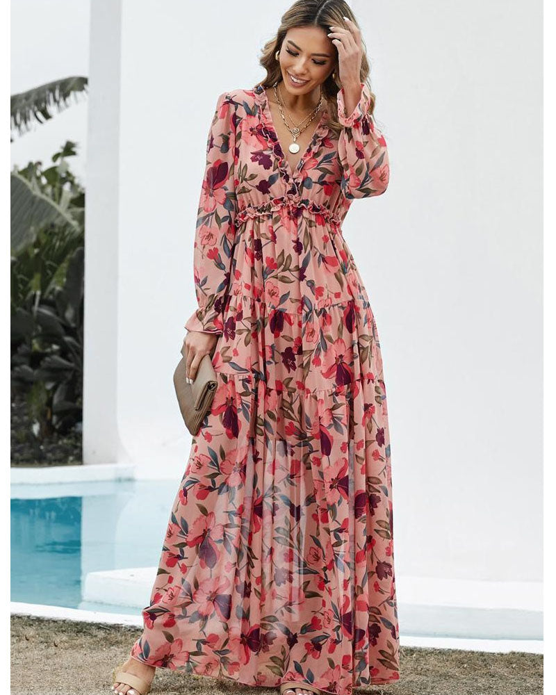 Fall Feels Ruffle Tiered Maxi Dress
