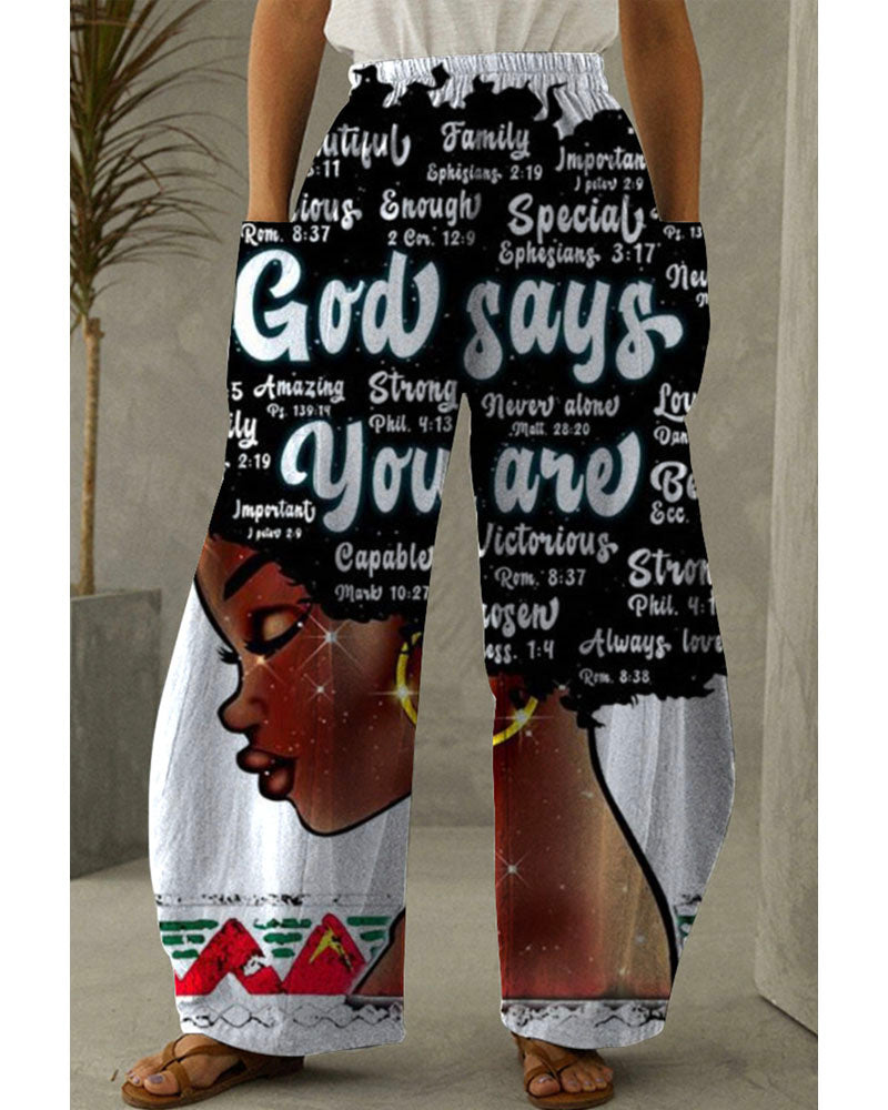 Fashion Print Wide Leg Pants