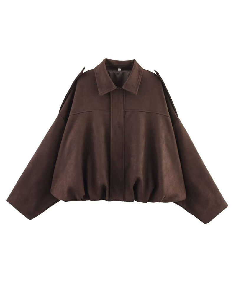 Faux Suede Bomber Jacket