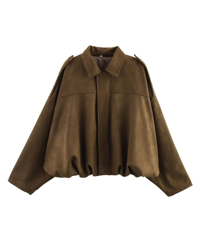 Faux Suede Bomber Jacket